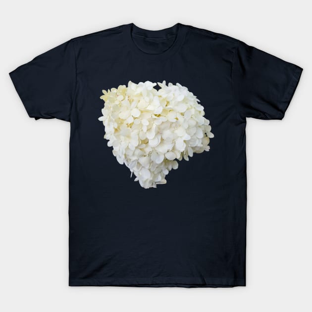 White Hydrangea Floral Photo Cutout T-Shirt by ellenhenryart